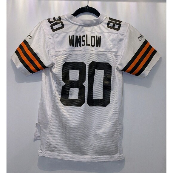 Browns Jersey Youth Medium 10-12 White 80 Kellen Winslow‎ Cleveland NFL Reebok - Picture 2 of 5